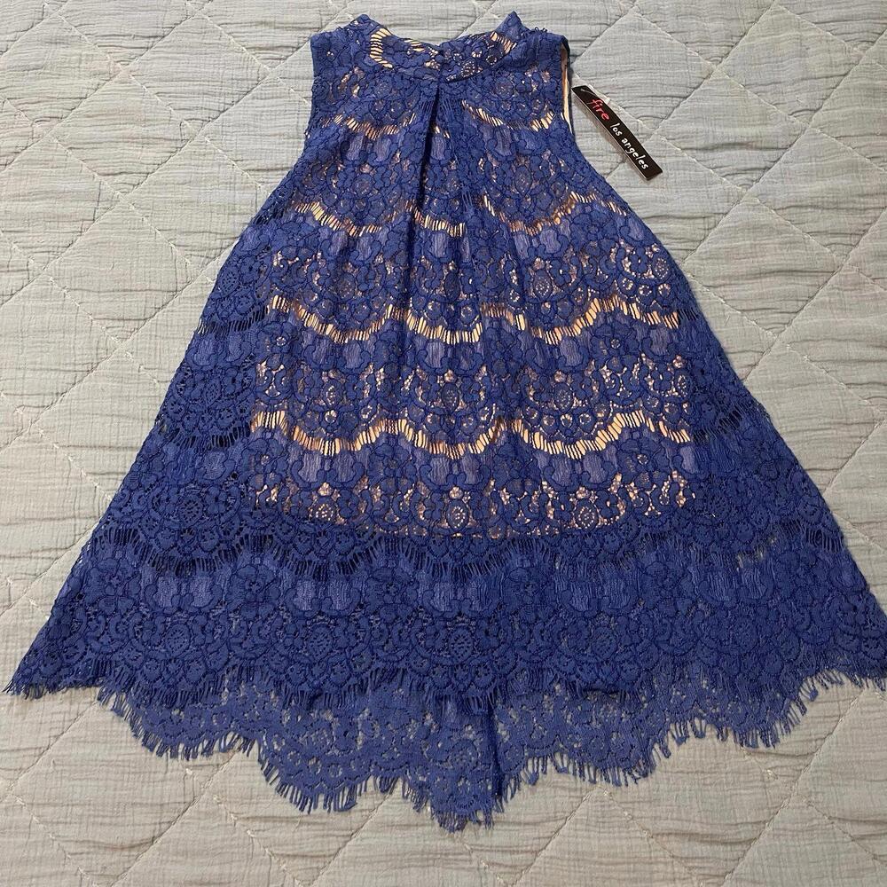 Fire Los Angeles Navy Blue Lace Sleeveless Top NWT Women’s Small